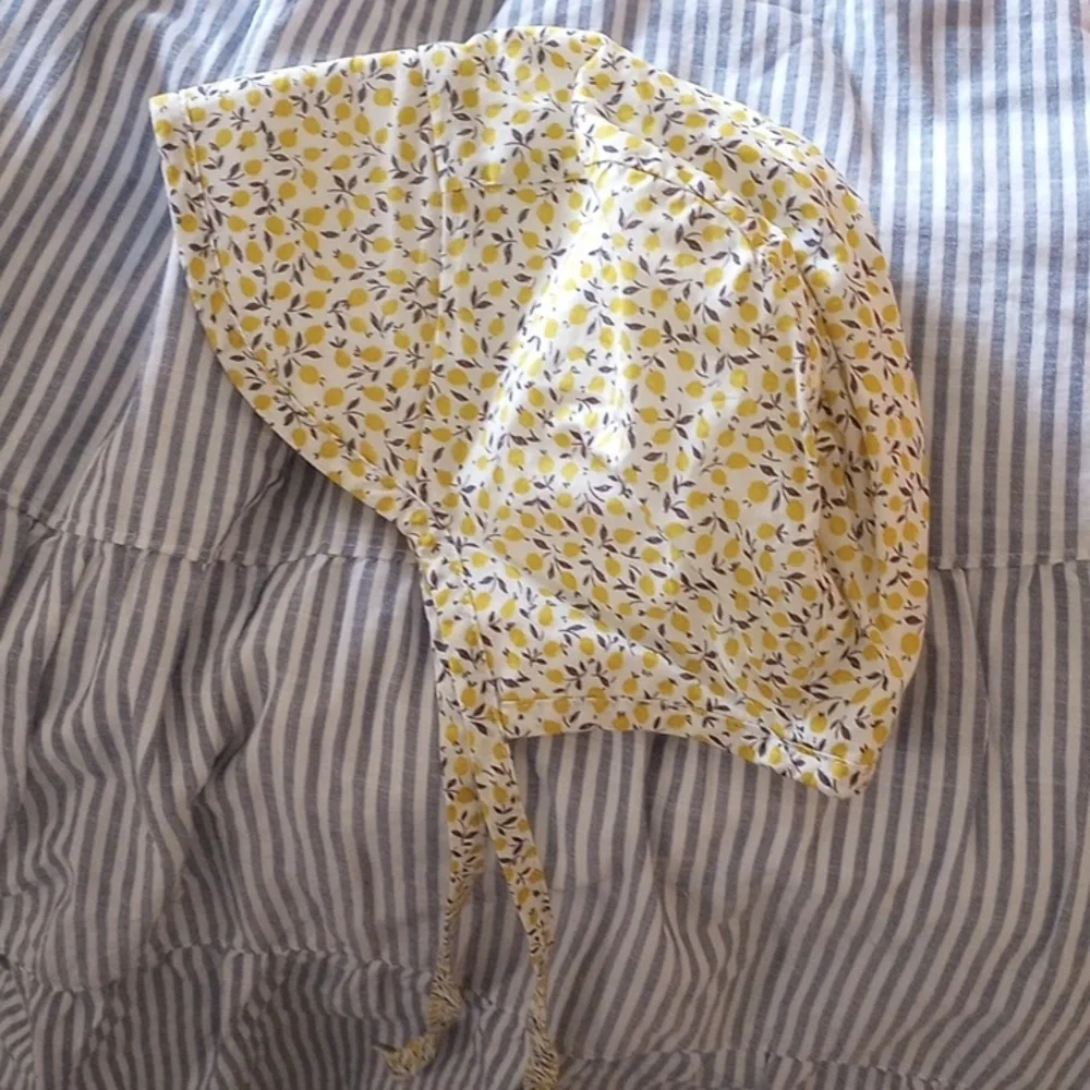 Yellow Floral Cotton Baby Bonnet - Picture 2 of 3